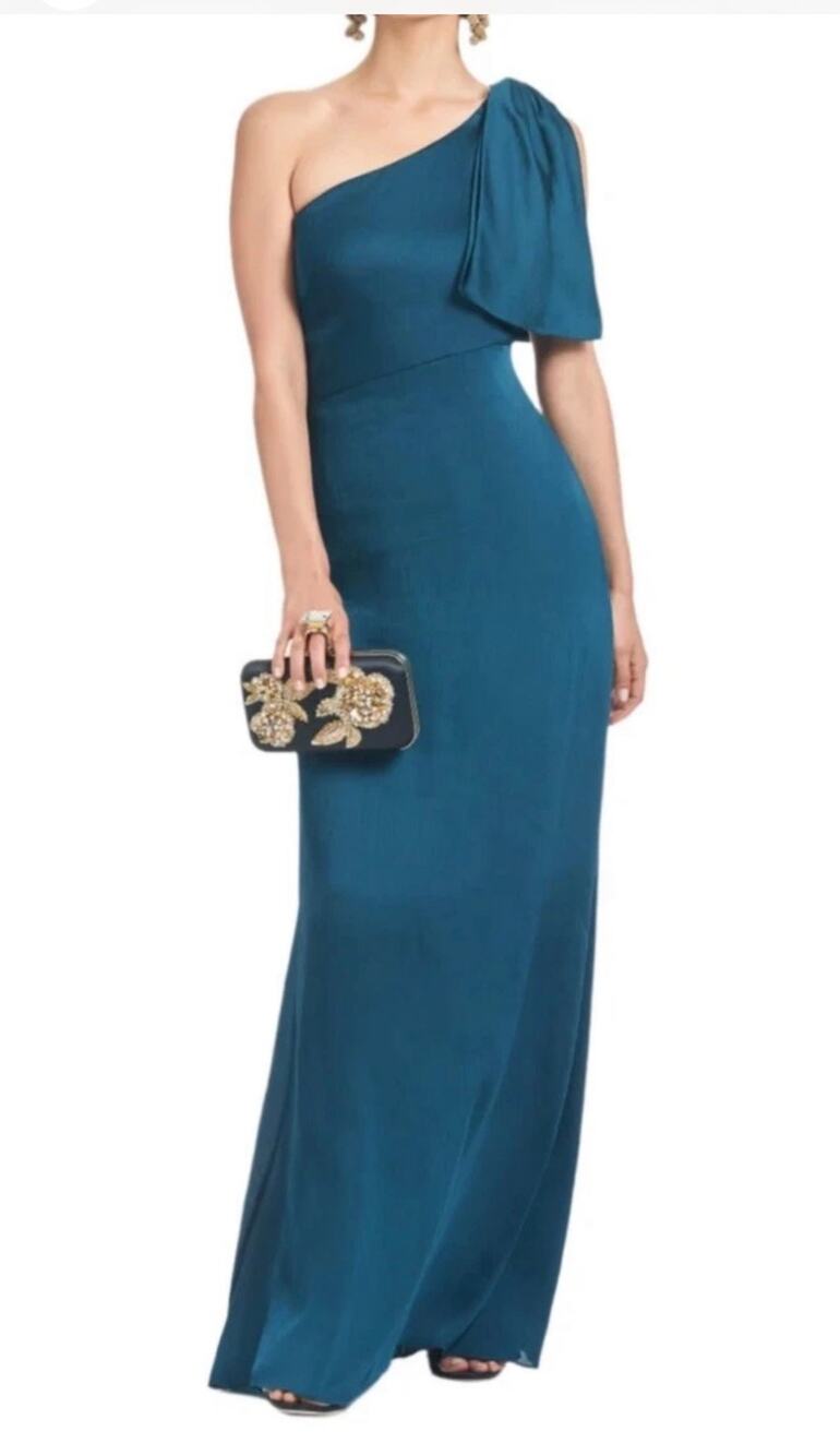 Stunning Sachin & Babi Chelsea Gown - Bottle Green One Shoulder